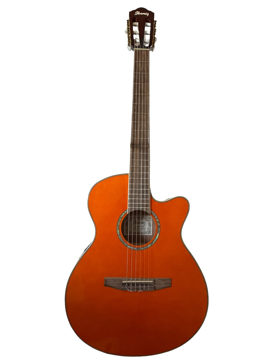 Ibanez AEG10NE-TNG nylon string acoustic-electric guitar, Transparent Orange, front